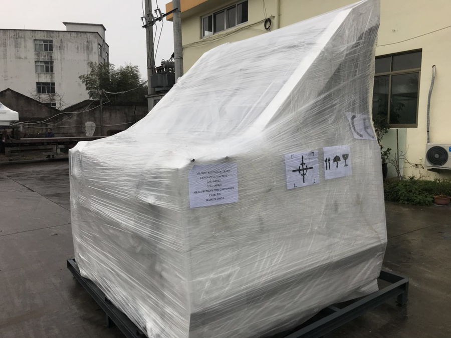 Fully automatic laminating machine and flip-flop stacker shipped to Portugal