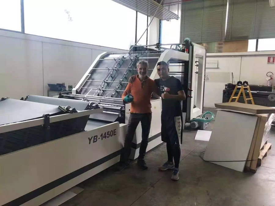 YB-1450E Automatic Flute Laminating Machine Installed in Italy