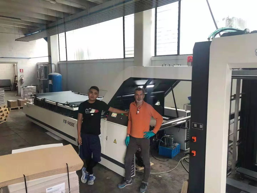 YB-1450E Automatic Flute Laminating Machine Installed in Italy